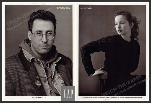 Tony Kushner & Julie Delpy for Gap 1990s Magazine Photo Front Back 1992 Fetch-the-Paper