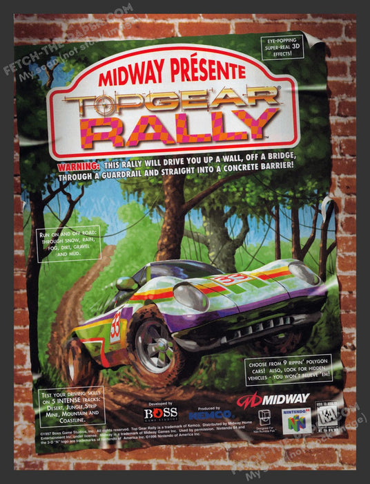 Top Gear Rally 1990s Video Game Print Advertisement Ad 1997