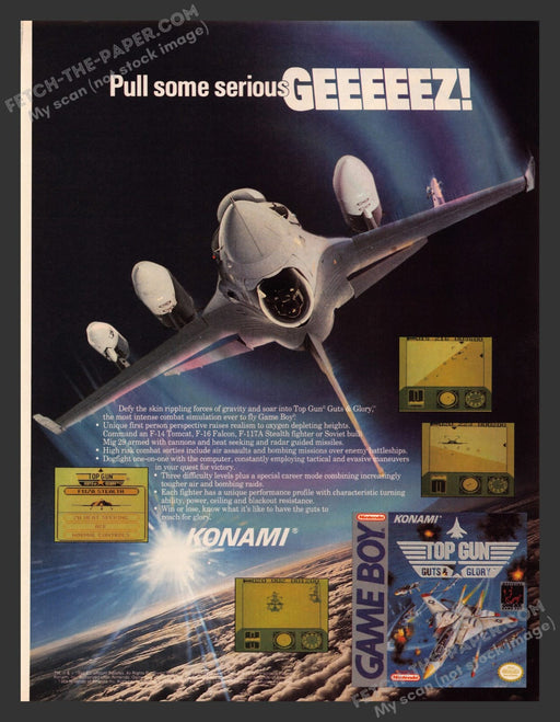 Top Gun: Guts & Glory Video Game 1990s Print Advertisement Ad 1994