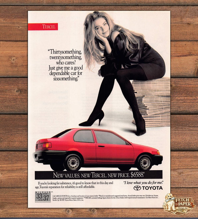 Toyota Tercel Thirtysomething Sixsomething Woman In Black Print Ad 1991 1990s