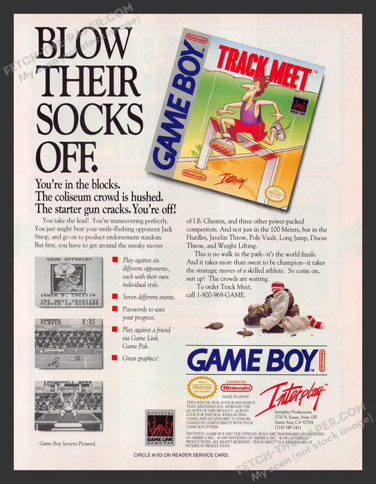 Track Meet Video Game 1990s Print Advertisement Ad 1991