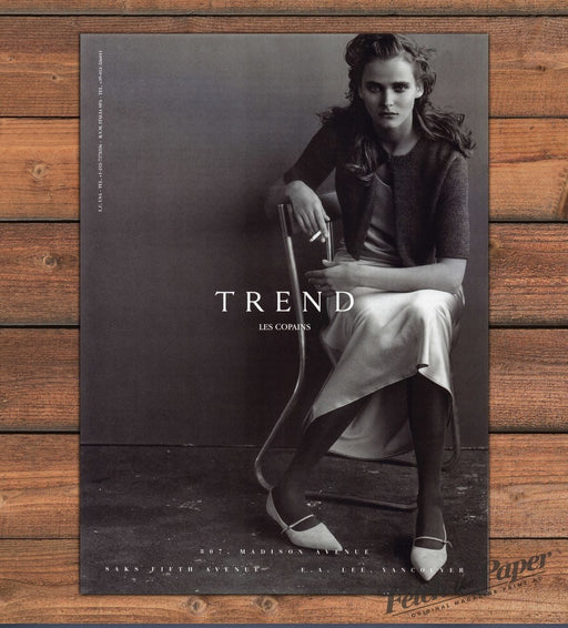 Trend Les Copains Black & White Model Chair Satin Skirt Print Ad 1998 1990s