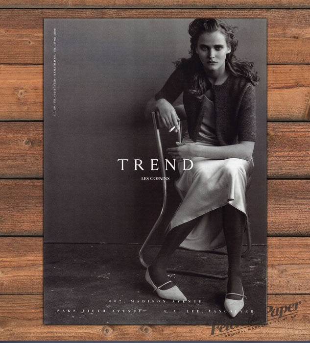 Trend Les Copains Black & White Model Chair Satin Skirt Print Ad 1998 1990s