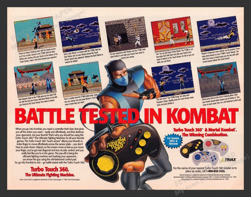 Turbo Touch 360 Controller Mortal Kombat Video Game 1990s Print Advertisement Ad
