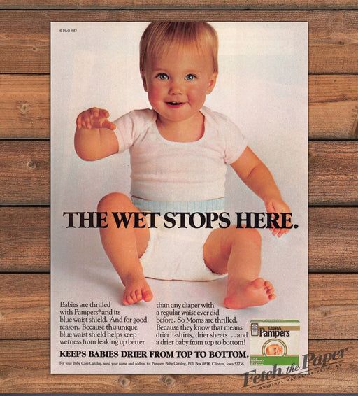 Ultra Pampers Diapers Happy Baby! 1980s Print Advertisement Ad 1987