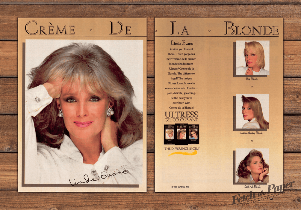 Ultress Gel Colourant Linda Evans 1980s Print Advertisement (2 Pages) 1987