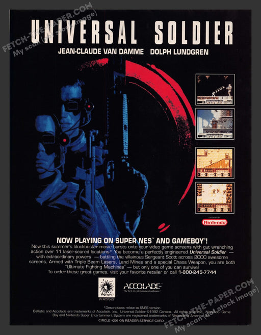 Universal Soldier Van Damme Video Game 1990s Print Advertisement Ad 1993