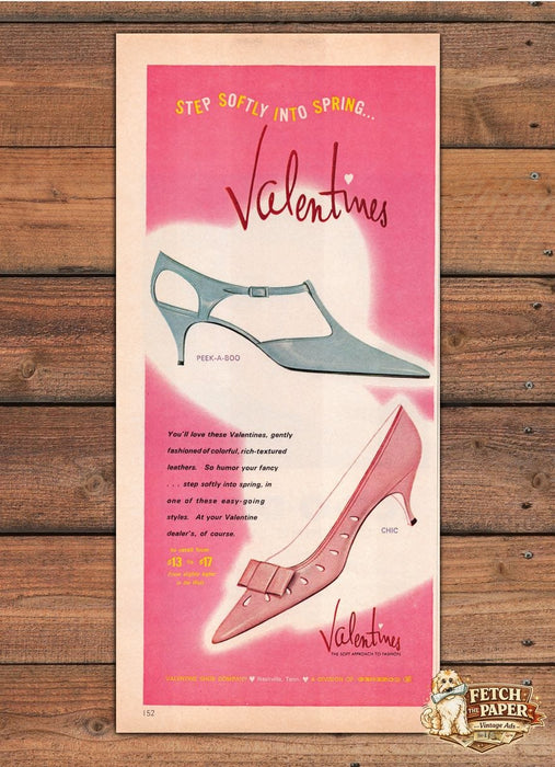Valentines Peek-a-Boo Chic Pumps Spring Shoes Print Ad 1966 1960s