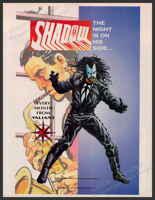 Valiant Shadowman Comic 1990s Print Advertisement Ad 1993