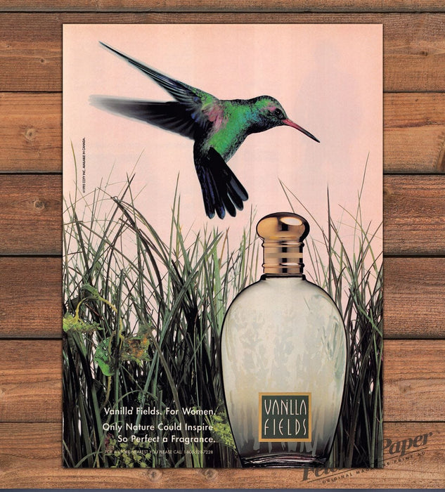 Vanilla Fields Perfume For Women Hummingbird Fragrance Print Ad 1995 1990s