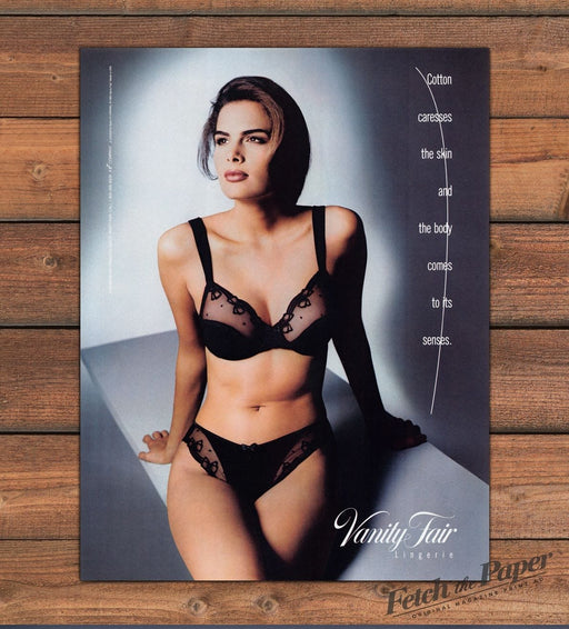 Vanity Fair 1990s Print Advertisement 1992 Lingerie Lace Bra & Panties Model