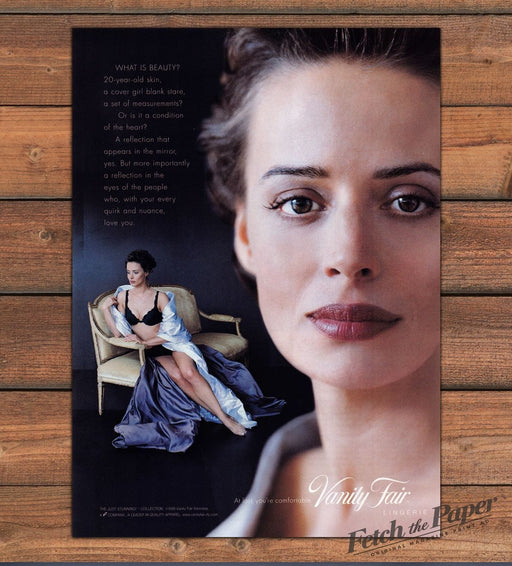 Vanity Fair Lingerie Black Bra Satin Robe Bare Legs Print Ad 1998 1990s