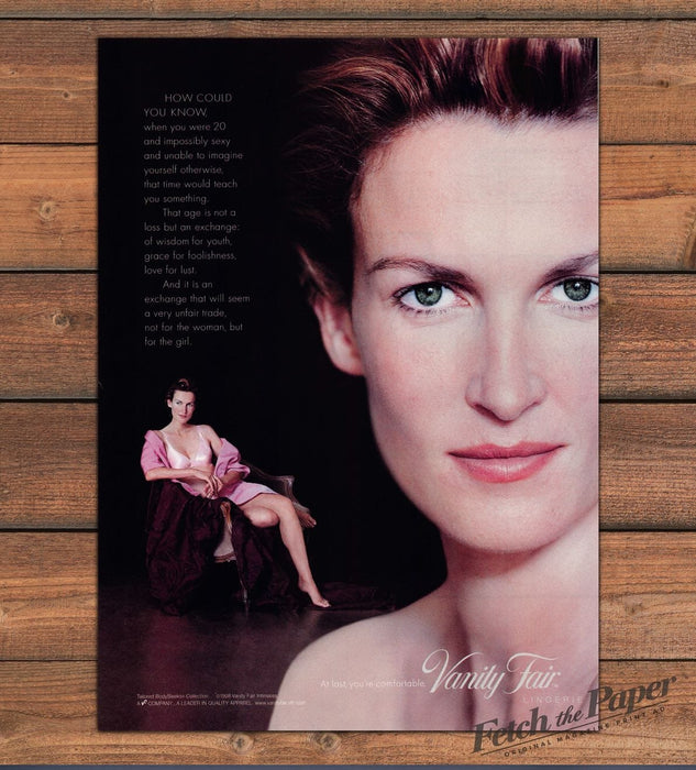 Vanity Fair Lingerie Pink Robe Bare Legs Chair Portrait Print Ad 1998 1990s