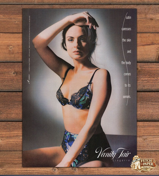 Vanity Fair Lingerie Satin Caresses The Skin Floral Bra Print Ad 1991 1990s