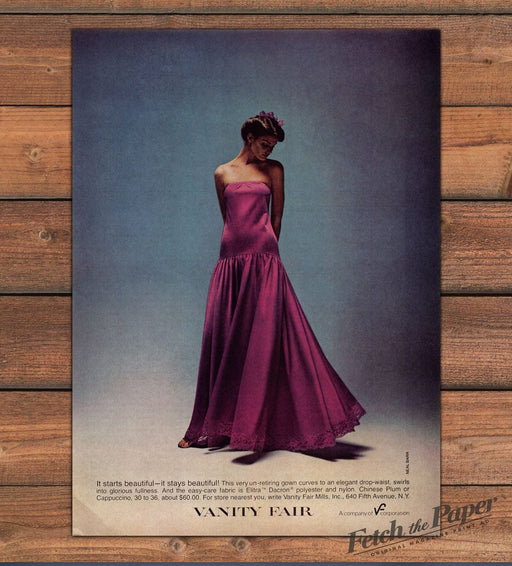 Vanity Fair Nightgown 1980s Print Advertisement Ad 1980 Sexy Brunette
