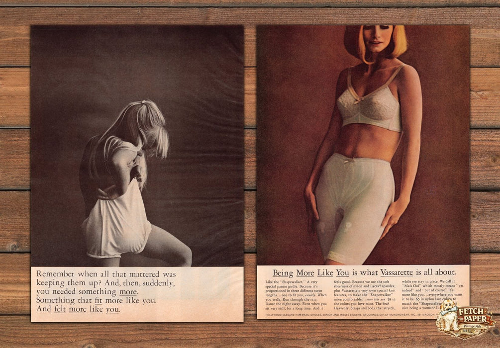 Vassarette Being More Like You Shapewalker Girdle Bra Print Ad 1966 1960s (2pgs)