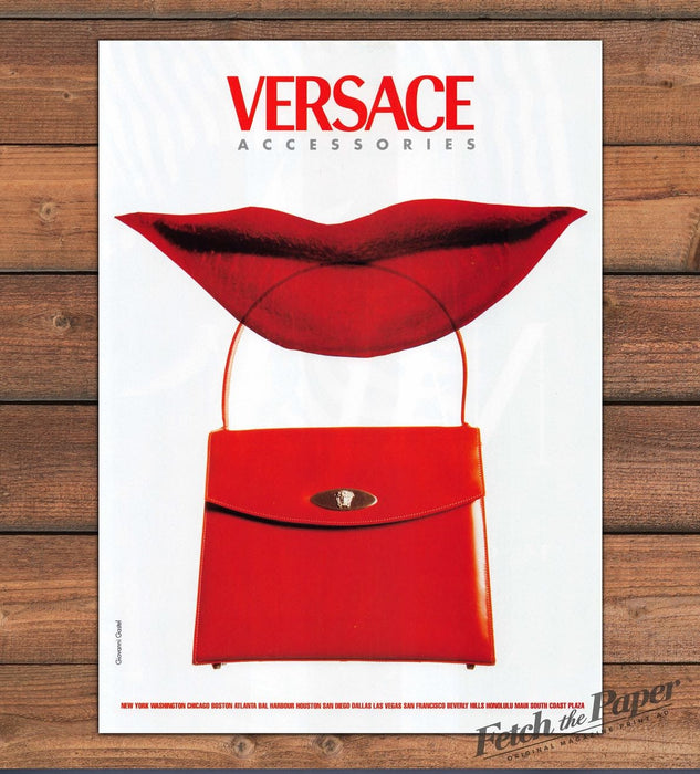 Versace Accessories Red Lips Red Leather Handbag Print Ad 1997 1990s