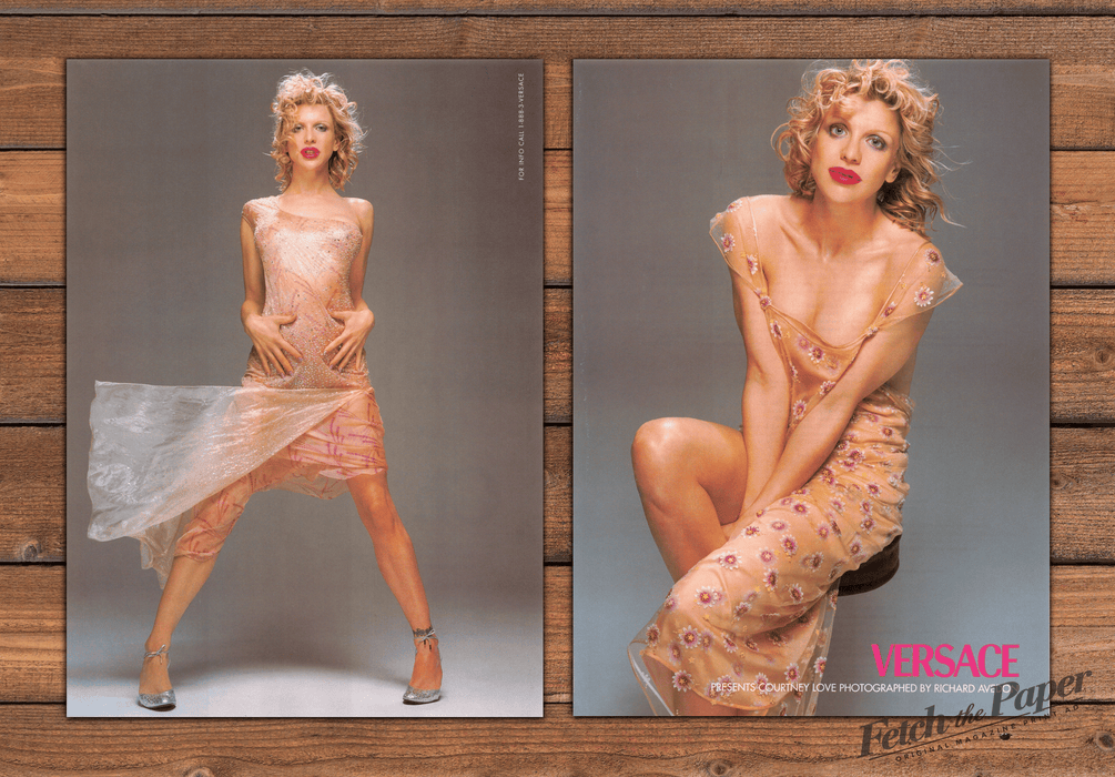 Versace Presents Courtney Love Richard Avedon Print Ad 1998 1990s (2pgs)