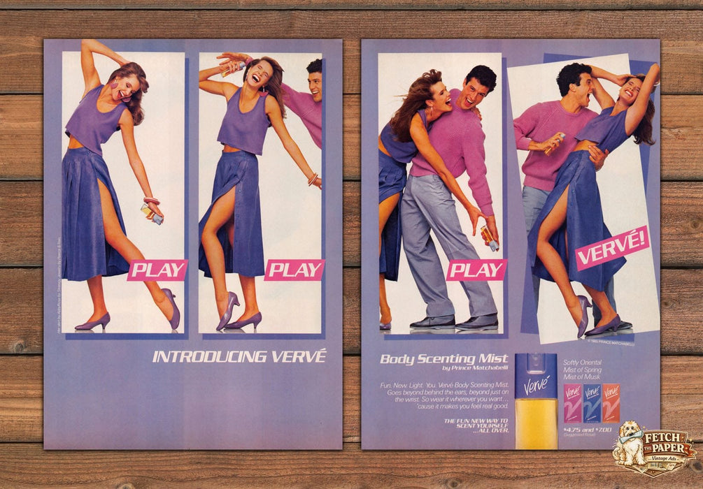 Verve 1980s Magazine Print Advertisement (2 pages) 1985 Legs Couple Body Fun