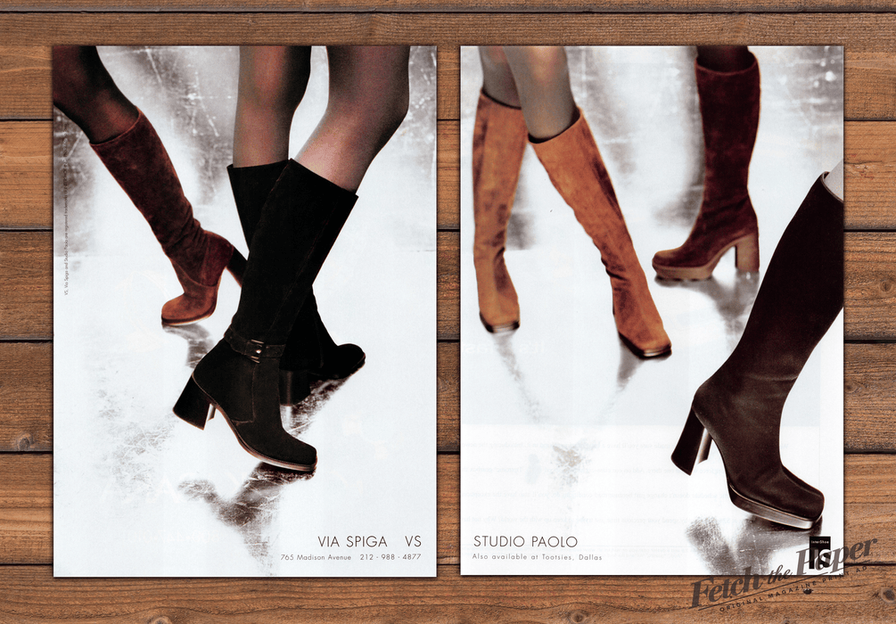 Via Spiga And Studio Paolo Suede Boots Sheer Tights Print Ad 1997 1990s (2pgs)