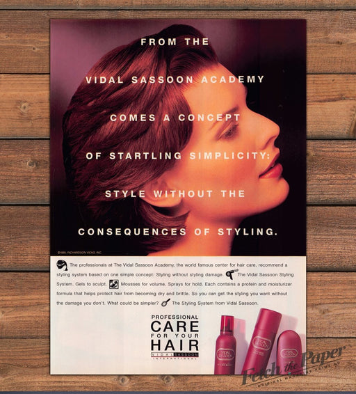Vidal Sassoon 1990s Print Advertisement 1995 Academy Style (Not the product)