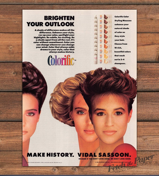 Vidal Sassoon Colorific Big Hair Mousse Three Models Print Ad 1986 1980s