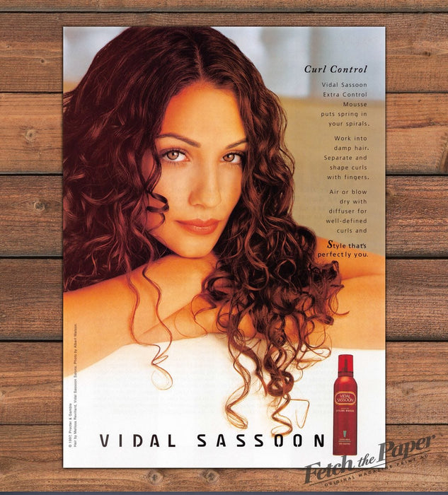 Vidal Sassoon Extra Control Mousse Curl Control Curly Hair Print Ad 1997 1990s