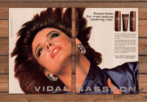 Vidal Sassoon Marvelous Looking Hair Big Brunette Print Ad 1985 1980s (2pgs)
