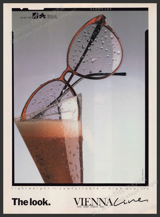 Vienna Line 1980s Print Advertisement 1987 Model 1365 "The Look" Glasses