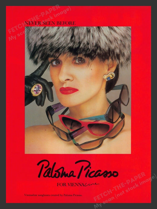 Vienna Line Sunglasses by Paloma Picasso 1980s Print Advertisement Ad 1987
