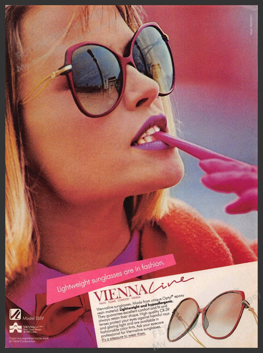 Vienna Line1980s Magazine Print Advertisement 1985 Model 1359 Sunglasses