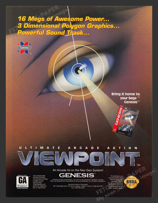 Viewpoint Genesis Sega Video Game 1990s Print Advertisement Ad 1994