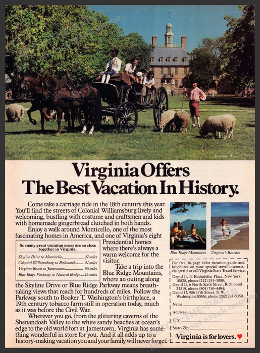 Virginia 1980s Magazine Print Ad 1981 Travel Promo Colonial Williamsburg Fetch-the-Paper