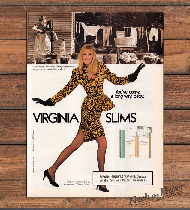 Virginia Slims Leopard Print Suit Big Hair Blonde Legs Print Ad 1988 1980s