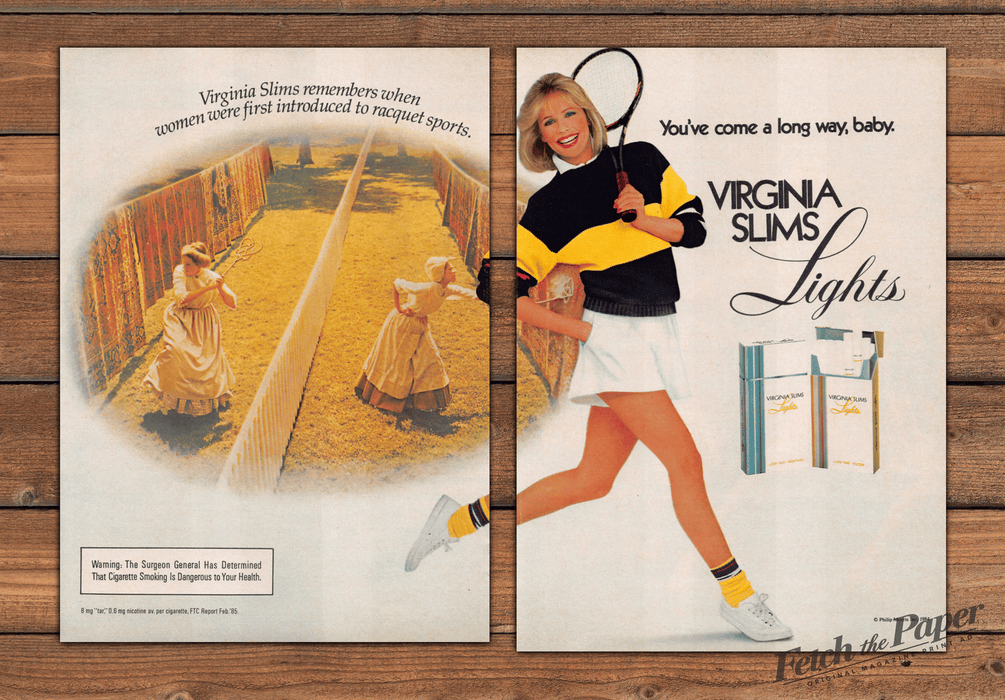 Virginia Slims Lights 1980s Magazine Print Advertisement (2 pages) 1985 Legs