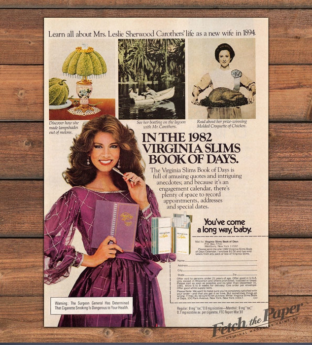Virginia Slims Lights Book of Days 1894 Bride History Print Ad 1981 1980s
