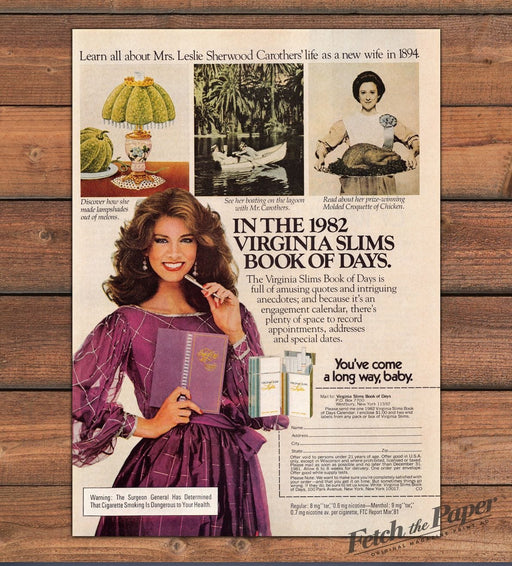 Virginia Slims Lights Book of Days 1894 Bride History Print Ad 1981 1980s