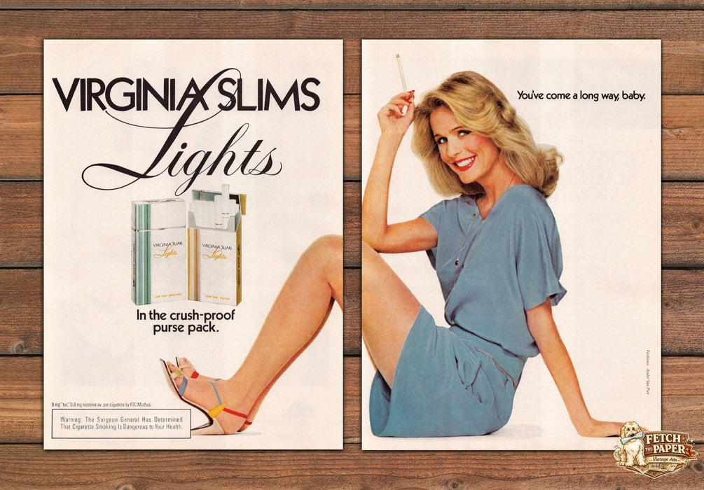 Virginia Slims Lights Cigarettes 1980s Print Ad Legs