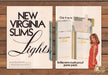 Virginia Slims Lights Crush Proof Purse Pack Woman Print Ad 1979 1970s (2pgs)