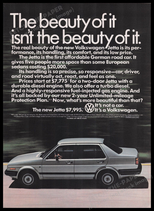 Volkswagen Jetta 1980s Print Advertisement Ad 1985 Fetch the Paper!