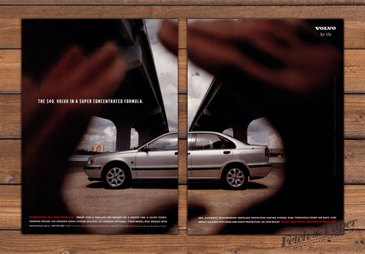 Volvo S40 Super Concentrated Formula Silver Sedan Print Ad 1999 1990s (2pgs)