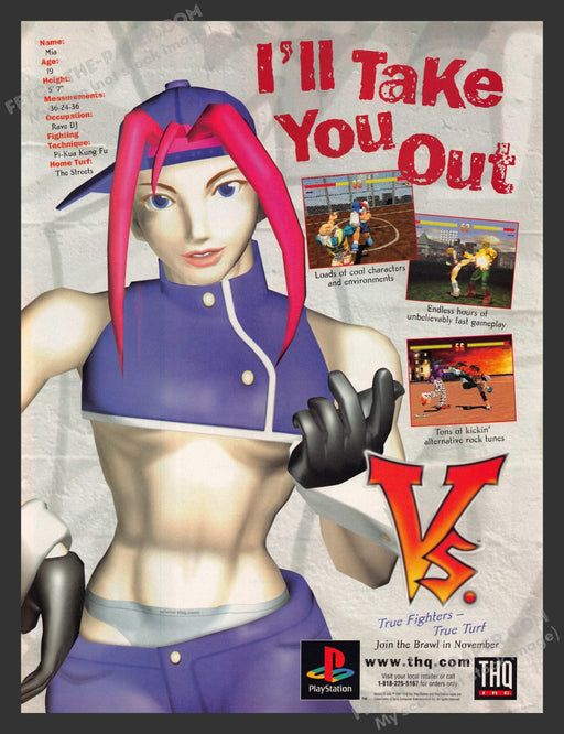 Vs. (Mia character) 1990s Video Game Print Advertisement Ad 1997