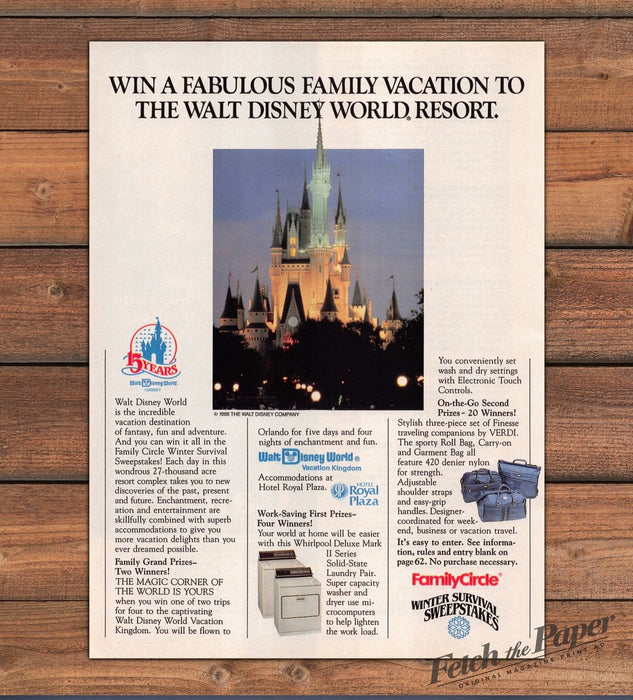Walt Disney World Cinderella Castle Family Circle Contest Print Ad 1987 1980s