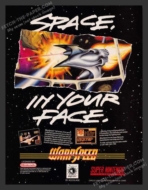 WarpSpeed Video Game 1990s Print Advertisement Ad 1992