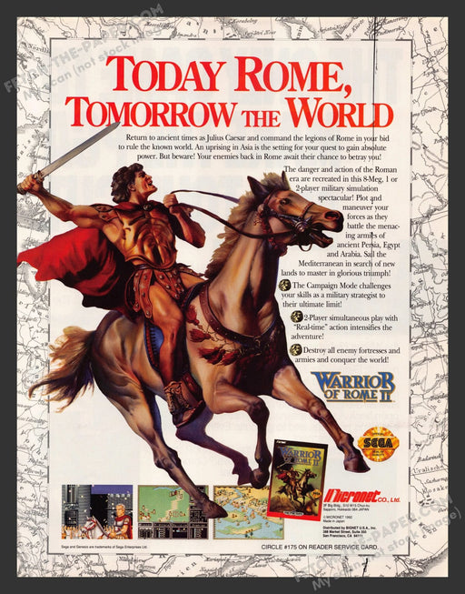 Warrior of Rome II Video Game 1990s Print Advertisement Ad 1991