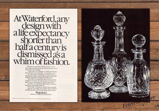 Waterford Crystal Decanters Timeless Design Print Ad 1985 1980s (2pgs)