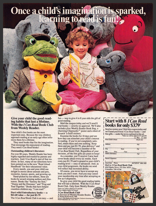 Weekly Reader 1980s Print Advertisement 1986 "I can read" Club Weekly Reader