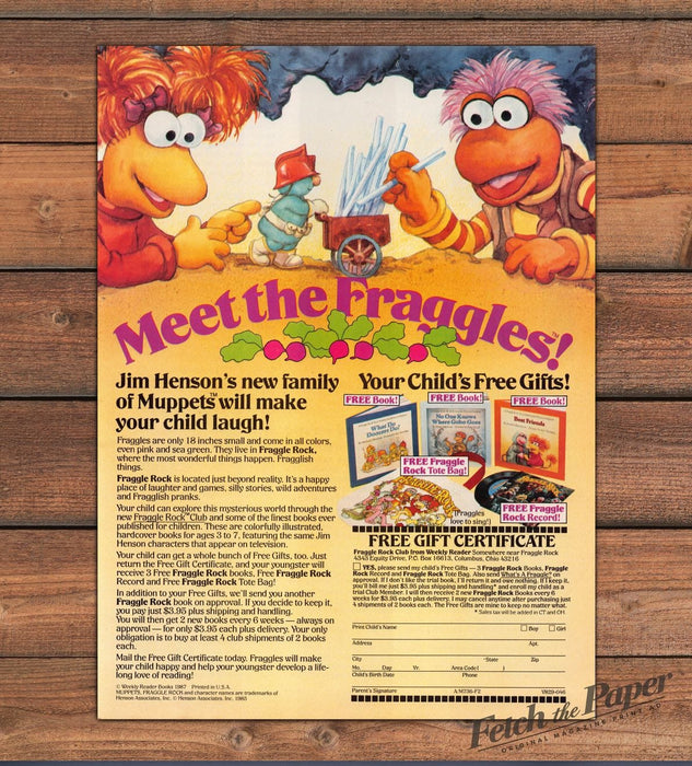 Weekly Reader Fraggle Rock Club Jim Henson Muppets Books Print Ad 1987 1980s