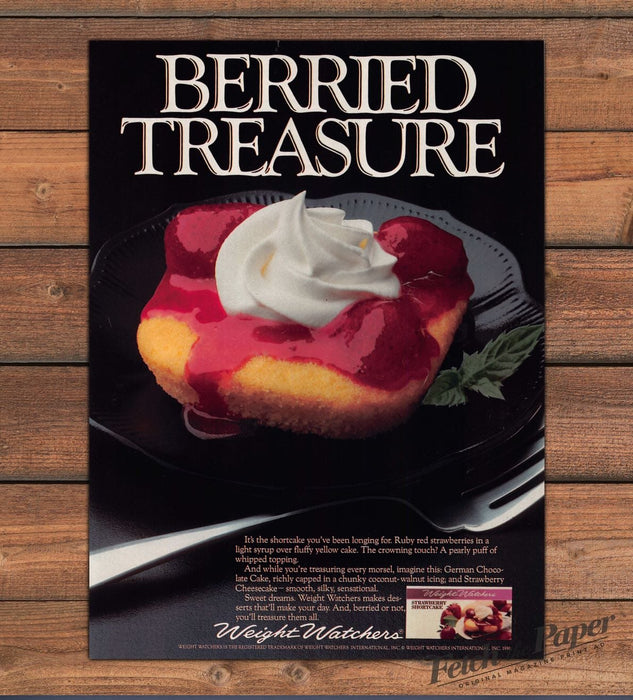 Weight Watchers Berried Treasure Strawberry Shortcake Print Ad 1987 1980s