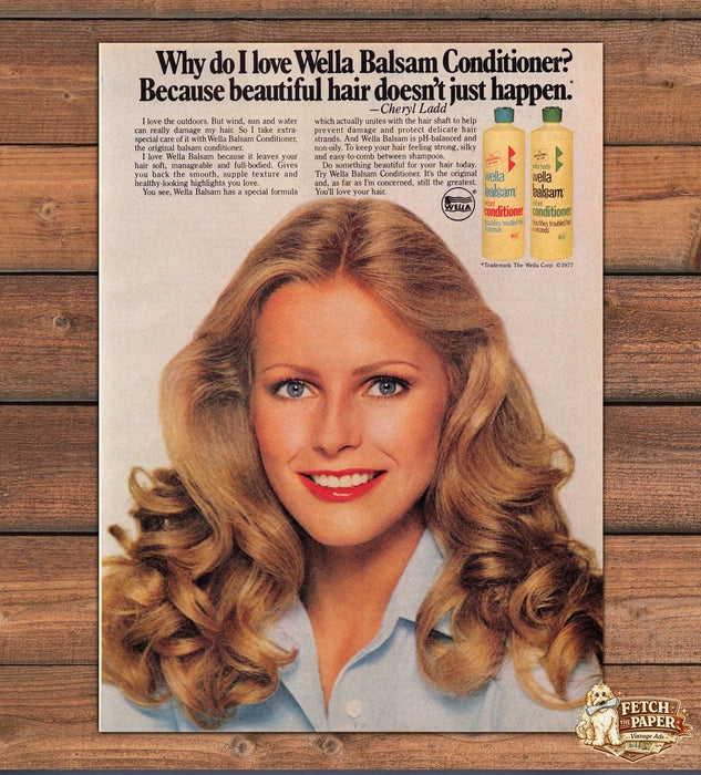 Wella Balsam Conditioner Cheryl Ladd Big Curls Smile Print Ad 1978 1970s
